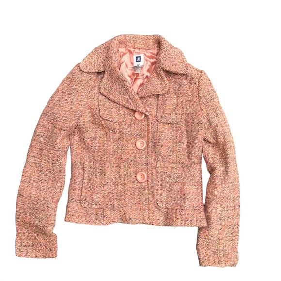 GAP Jackets & Blazers - Gap Vintage Pink Tweed Wool Blend Blazer Jacket Fall 2005 Size 2